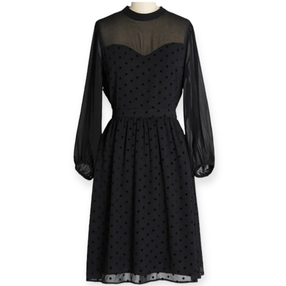Modcloth Dresses & Skirts - Modcloth On The Eve Of Elegance Dress Polka Dot Cocktail Dress Black Open Back